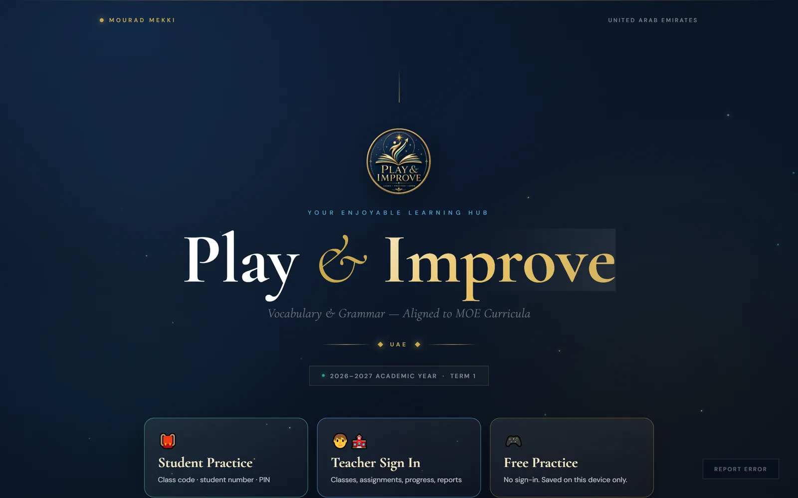 Play & Improve platform interface