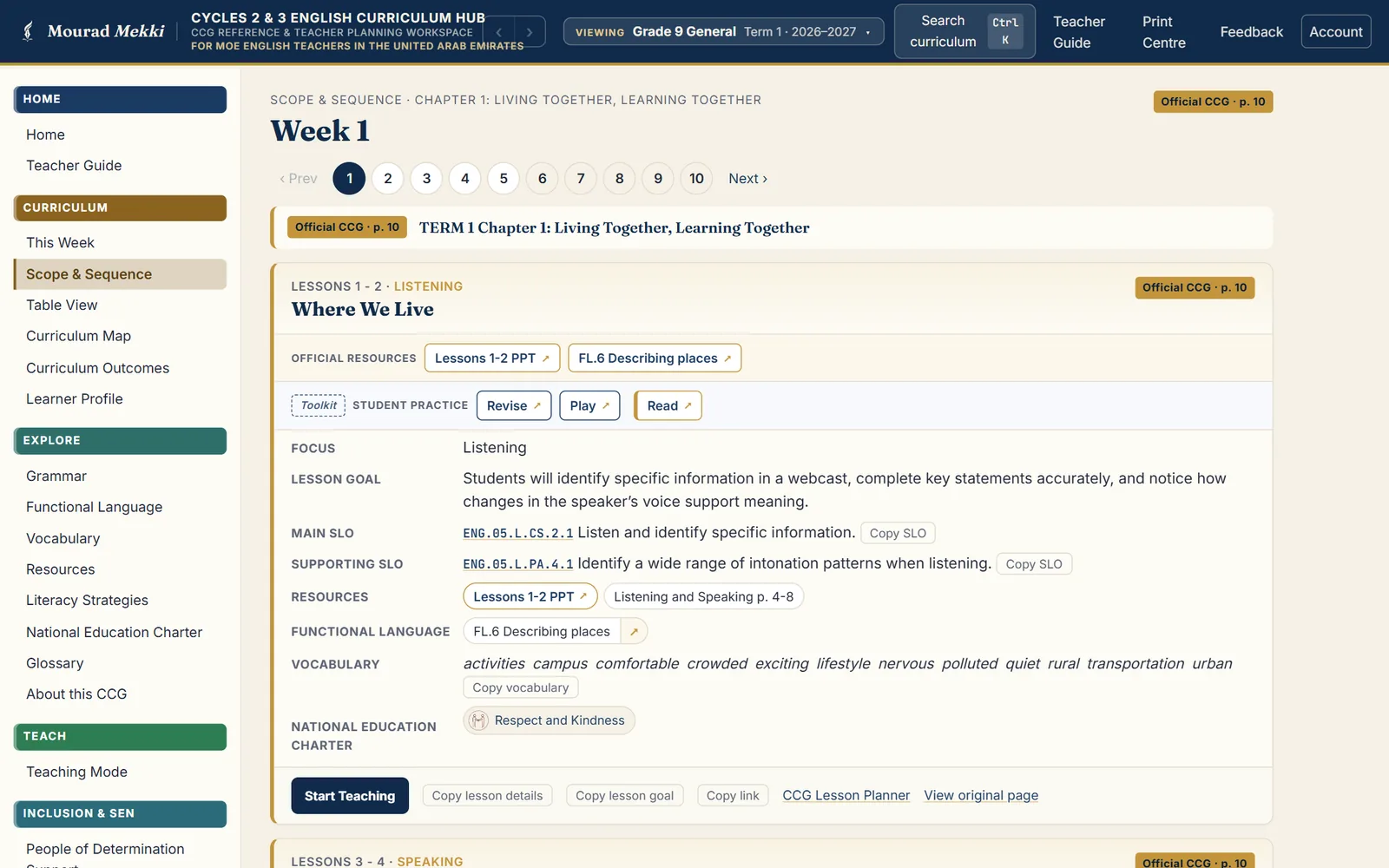 Teacher Companion platform interface